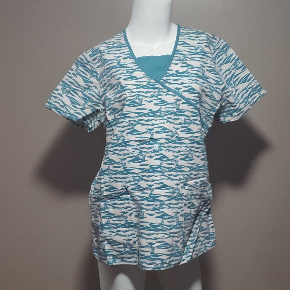 Butterfly Ladies Scrub Top Small